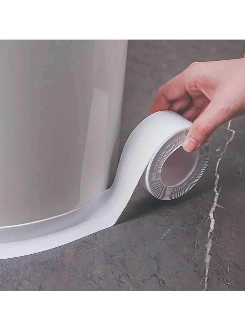 3.2-mtr x 2.2cm Caulk Strip Tape, Waterproof Sink Edge Gap Caulk Strip, Self Adhesive Sealing Tape for Kitchen Bathroom Bathtub Toilet Wall Floor Self Adhesive Tile Sealer Moisture Mold Protector Tape