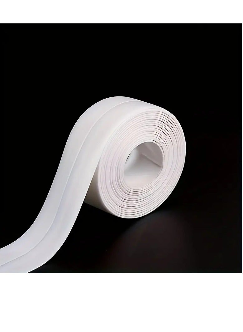 3.2-mtr x 2.2cm Caulk Strip Tape, Waterproof Sink Edge Gap Caulk Strip, Self Adhesive Sealing Tape for Kitchen Bathroom Bathtub Toilet Wall Floor Self Adhesive Tile Sealer Moisture Mold Protector Tape