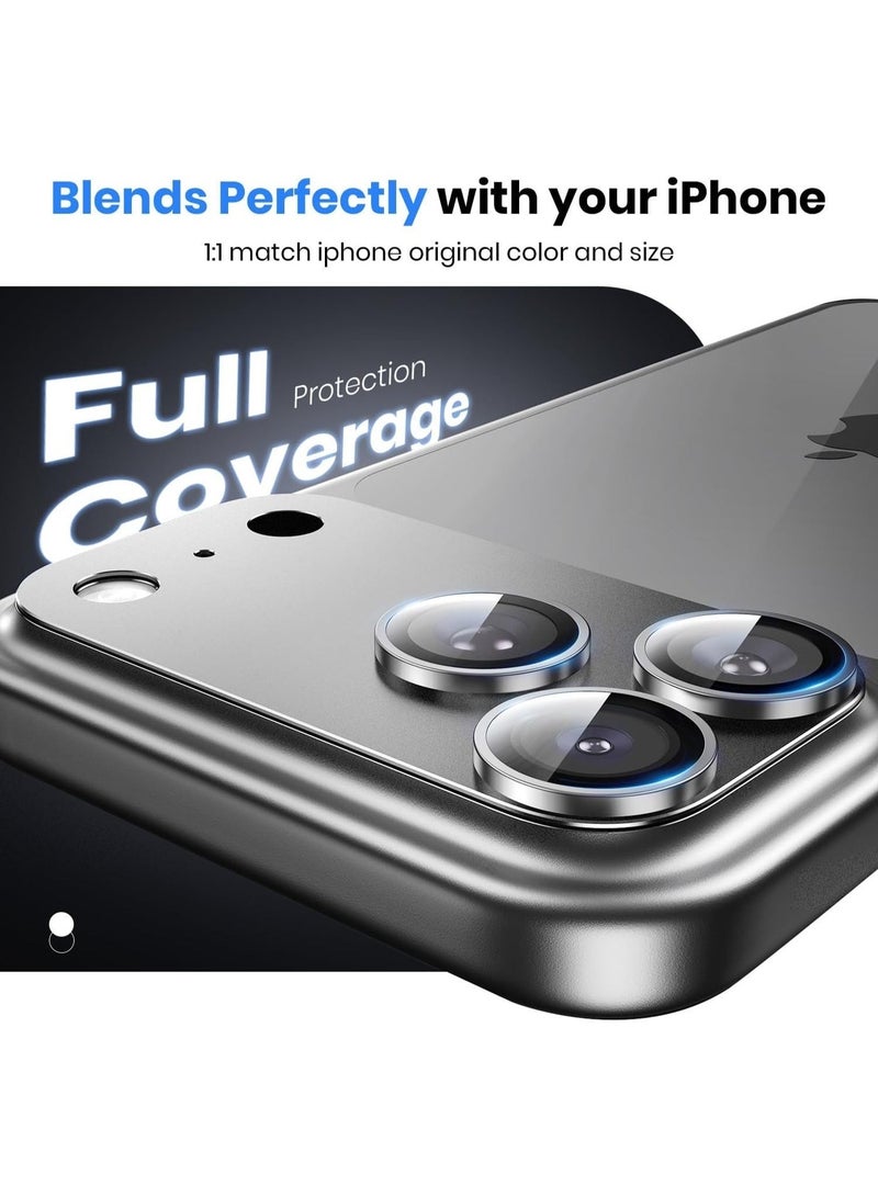 دوسالا واقي عدسة الكاميرا لجهاز iPhone 17 Pro [حماية من السقوط] [تغطية شاملة] [معدن ثلاثي الأبعاد] [متوافق مع الحافظة] غطاء زجاجي مقسّى للكاميرا - أبيض - Image 3