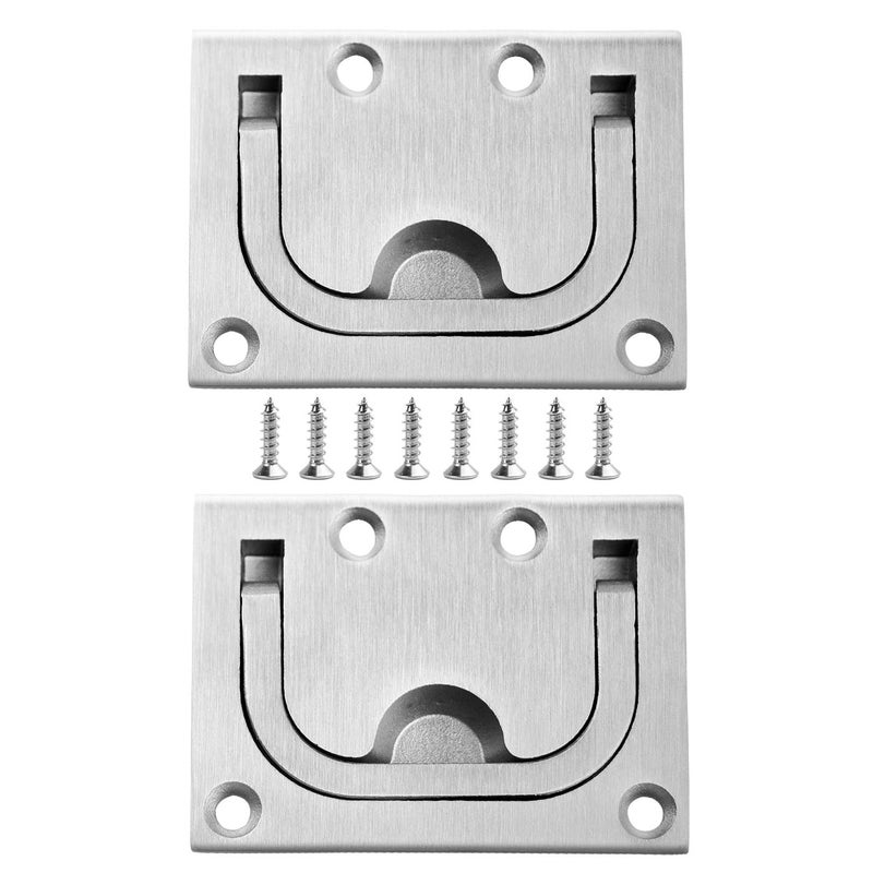 TEANTECH 2 Pack of 316 Stainless Steel Hatch Pull Flush Lift Boat Ring Hatches Pull Handle with Mount Screws Recessed Handles for Boat Deck Hatch Handle or Other Home Furniture etc. - Image 1