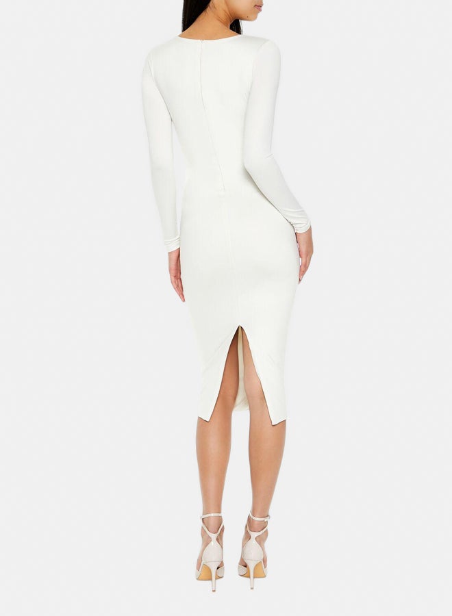 FOREVER 21 Contour Sculpt Square-Neck Midi Dress - Image 4