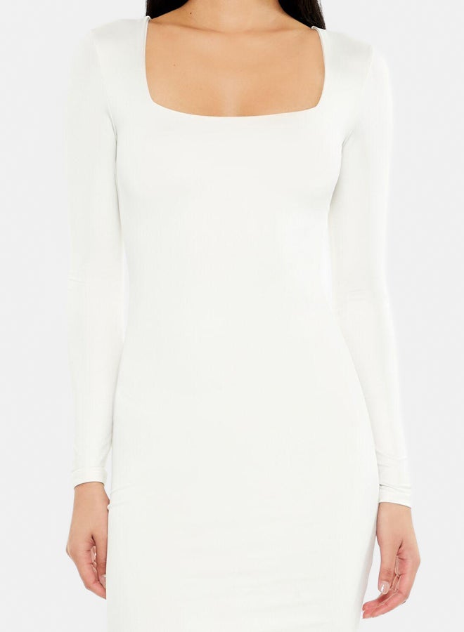 FOREVER 21 Contour Sculpt Square-Neck Midi Dress - Image 2
