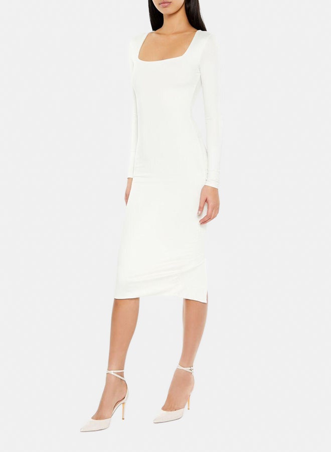 FOREVER 21 Contour Sculpt Square-Neck Midi Dress - Image 3