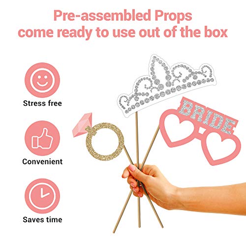 Perfect Occasion Fully Assembled Wedding Photo Booth Props - Set of 40 - Gold, Pink, Teal, & Silver Selfie Signs - Wedding Party Supplies & Decorations - Cute Designs with Real Glitter - Did We Mention No DIY - Image 2