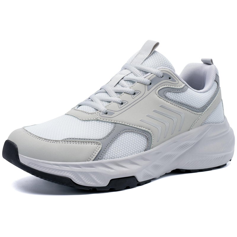 Aomigoct Mens Casual Walking Shoes: Light Gray 7 Breathable Mesh for Commute & Leisure - Cushion & Non-Slip for All-Day Comfort Outdoor - Men 25-55 - Image 1