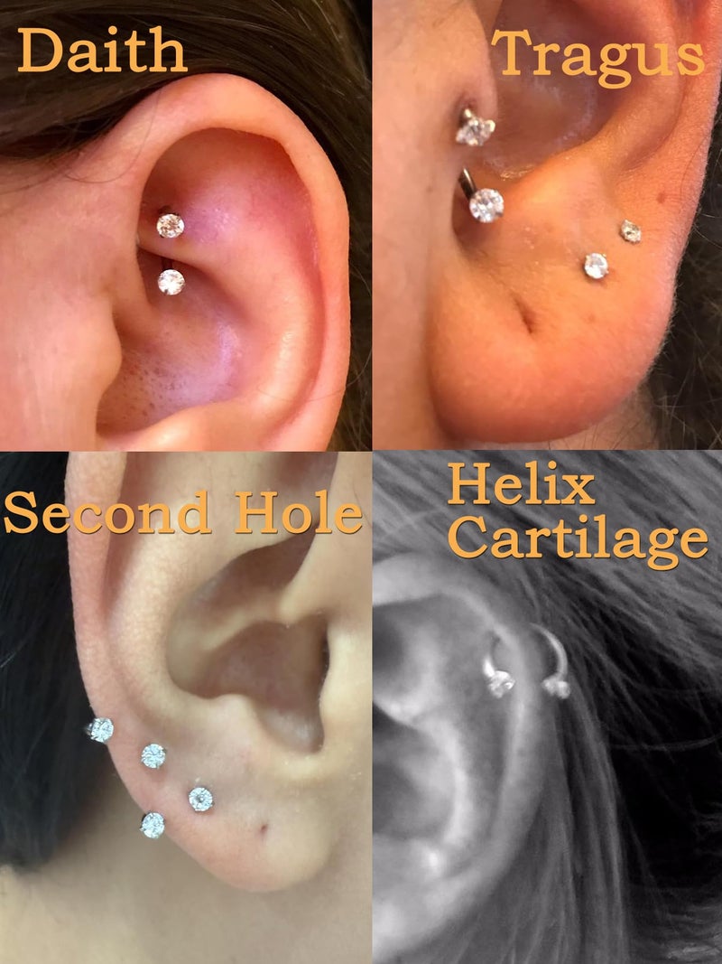 QWALIT Gold 18g Horseshoe Nose Ring Double Stud Gem Horse Shoe Nose Ring Hoop for Women Surgical Steel U Shape Half Earring Tragus Earring Hoops Lip Helix Piercing Jewelry Septum Rings 6mm 8mm - Image 5