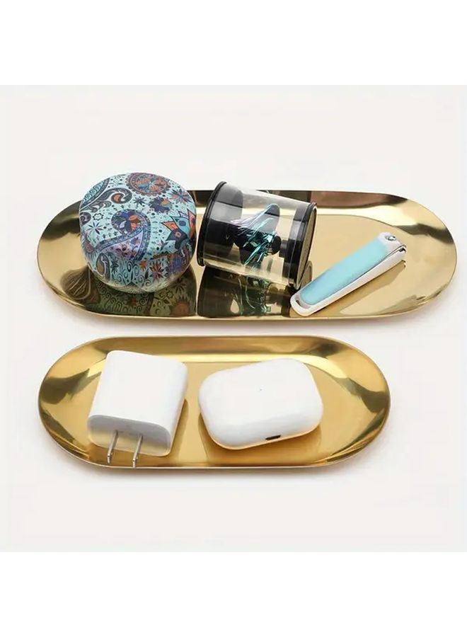 4 Pack Golden Stainless Steel Oval Trays Bathroom Vanity Jewelry Serving Dishes - Image 2