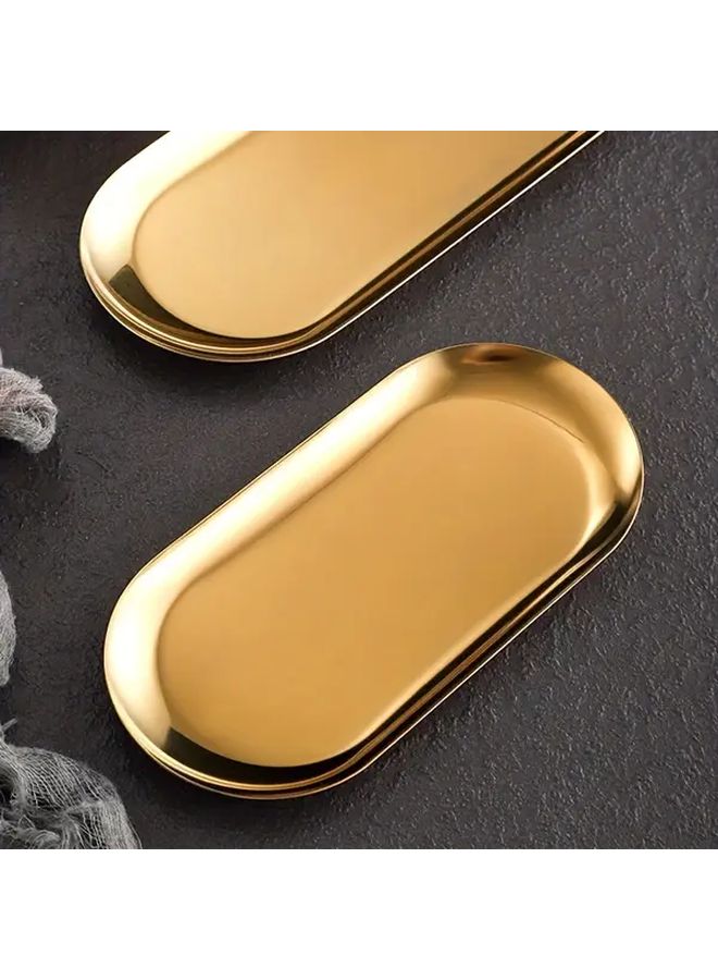 4 Pack Golden Stainless Steel Oval Trays Bathroom Vanity Jewelry Serving Dishes - Image 1