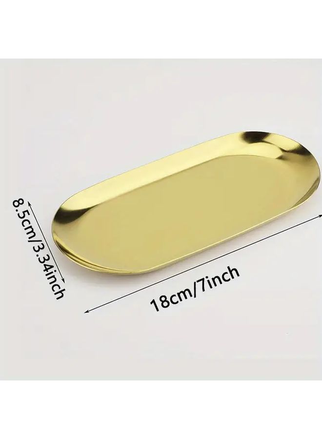 4 Pack Golden Stainless Steel Oval Trays Bathroom Vanity Jewelry Serving Dishes - Image 3