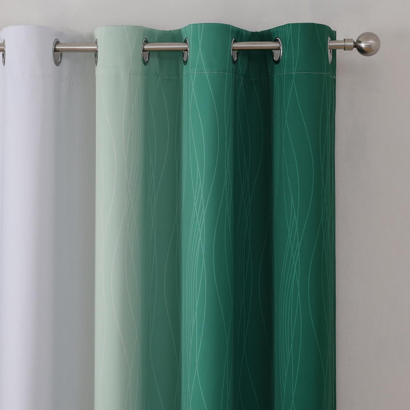 Estelar Textiler Green and Greyish White Blackout Curtains for Living Room  Full Room Darkening Grommet Ombre Curtains for Bedroom  Thermal Insulated Light Blocking Gradient Drapes  52Wx72L  2 Panels - Image 4