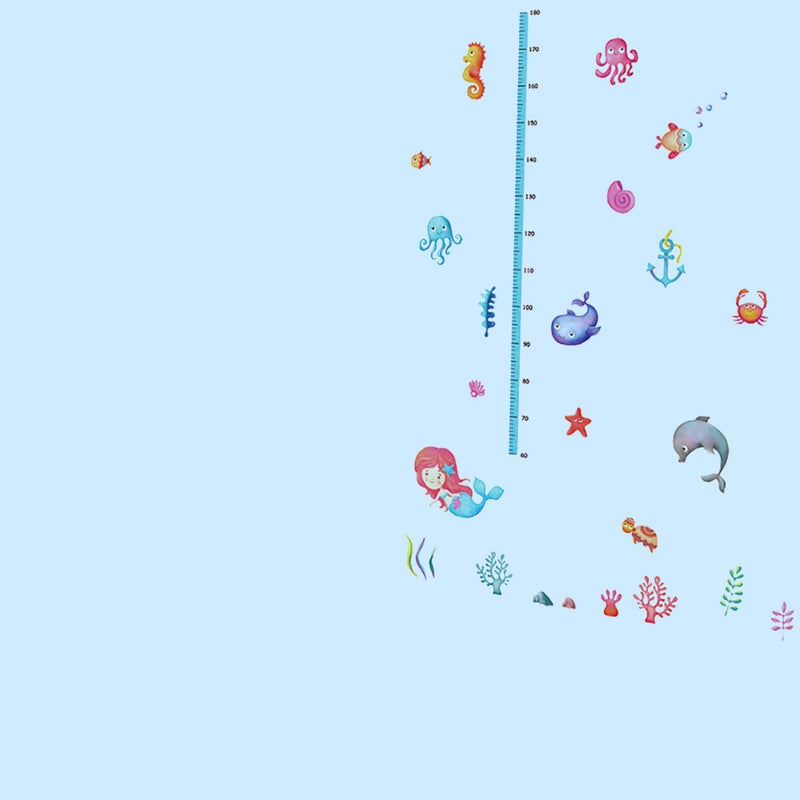 2pcs Undersea Animal Kids Height Sticker Wall Sticker Art Decal Removable Wall Decoration Kids Nursery Bedroom Living Room Wall Applique (Wrapped By Stick) - Image 3