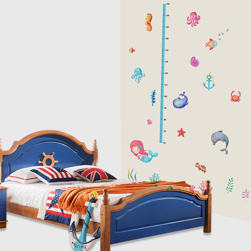 2pcs Undersea Animal Kids Height Sticker Wall Sticker Art Decal Removable Wall Decoration Kids Nursery Bedroom Living Room Wall Applique (Wrapped By Stick) - Image 4