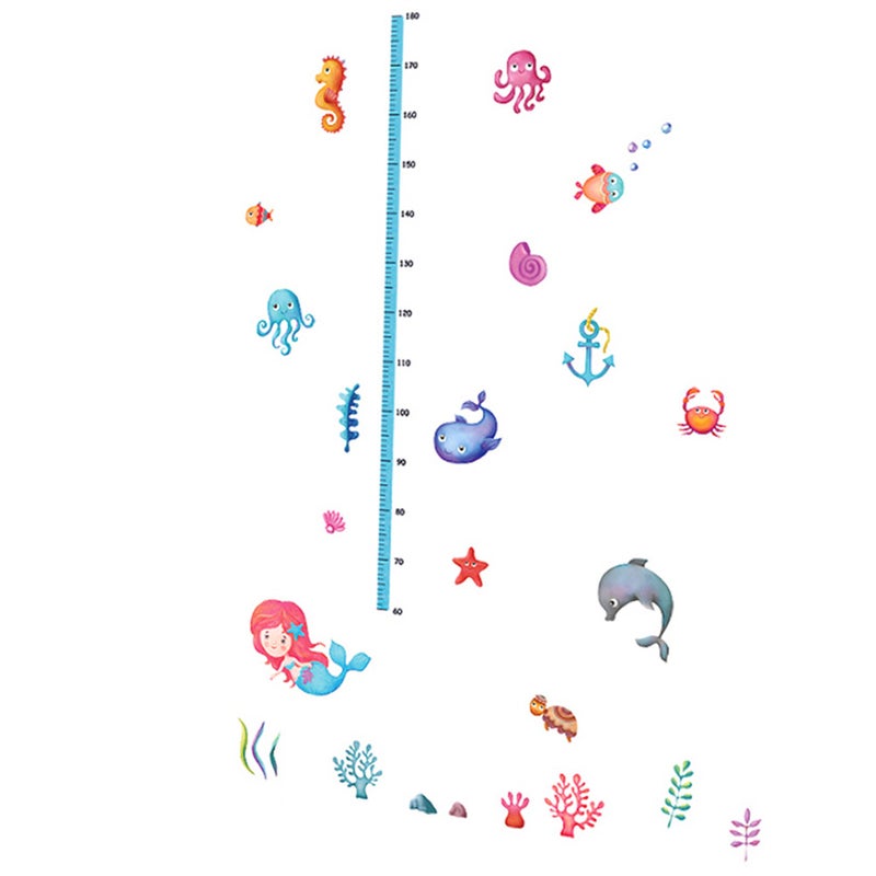 2pcs Undersea Animal Kids Height Sticker Wall Sticker Art Decal Removable Wall Decoration Kids Nursery Bedroom Living Room Wall Applique (Wrapped By Stick) - Image 5