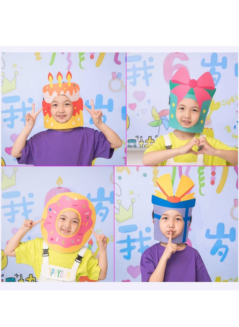 SYOSI Birthday Masks, 6 Pcs Cup Cake Donut Headwear Kids Dress Up Hat, Food Hats, Felt Funny Hat, Kids Birthday Party Supplies and Decorations - Image 2