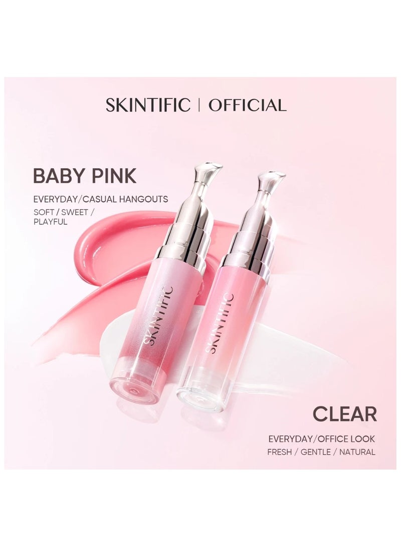 SKINTIFIC Peptide Nourishing Lip Serum Duo – BABY PINK & Clear | Brighten, Smooth & Hydrate Lips - Image 1