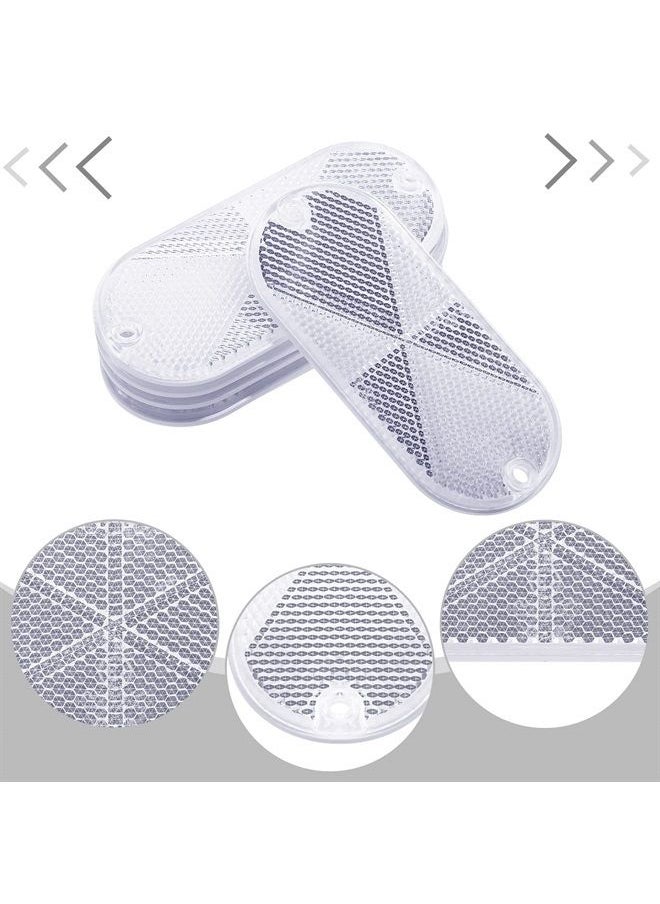 Tallew - 10 Pack Front Reflector Oval Reflector for Driveway Fence Gate Posts Trailers Safety Reflectors Automobiles Boats Mailboxes Reflector with Center Mounting Hole (White) - Image 1