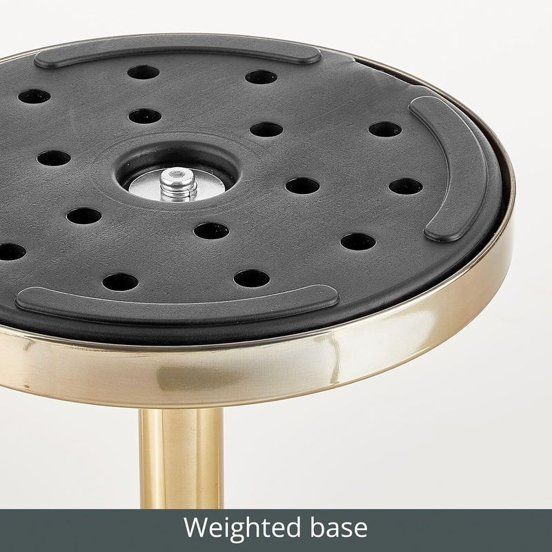 mDesign Glass Top Side/End Drink Table - Small Modern Round Accent Metal Nightstand Furniture for Living Room, Dorm, Home Office, and Bedroom - 9" Round - Clear/Soft Brass - Image 3