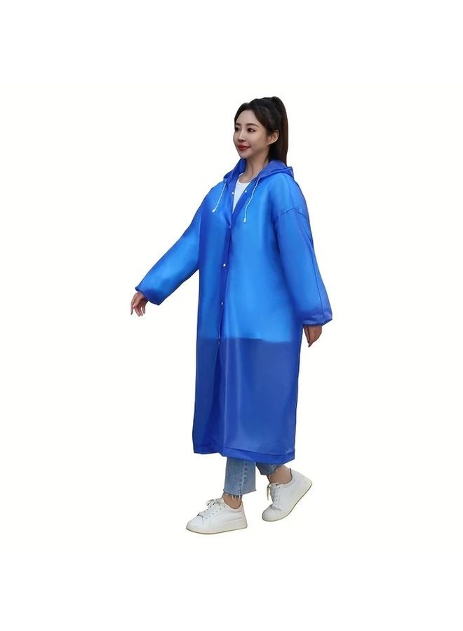 Sky Blue Reusable EVA Raincoat For Adults Lengthened Thickened One Piece Outdoor Travel - Image 1