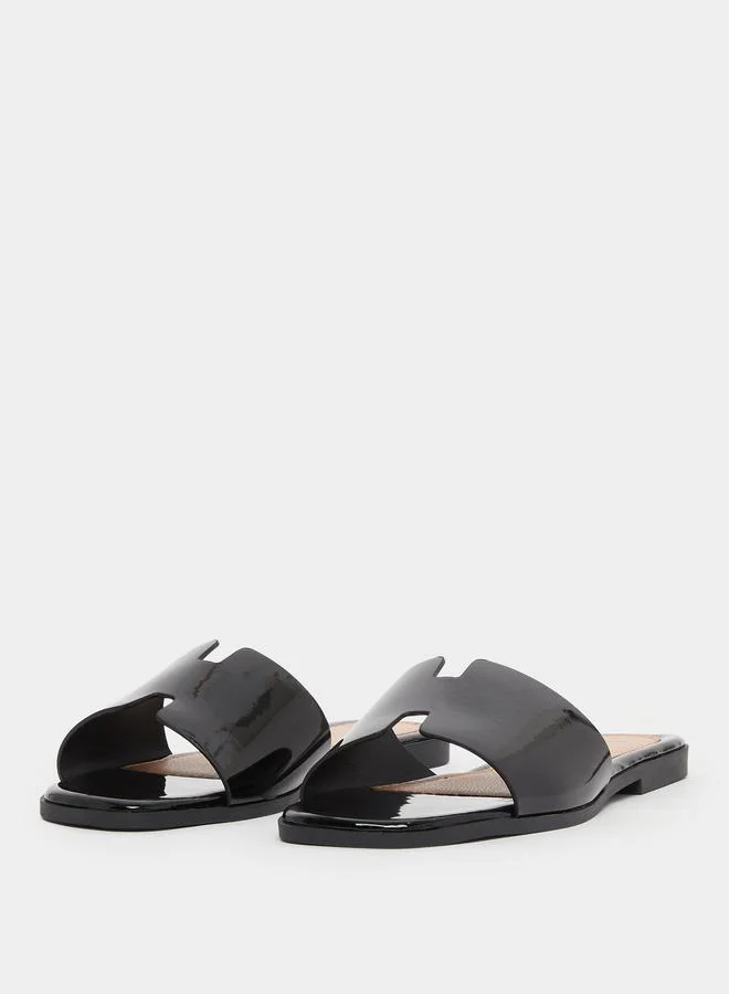 Styli Black Slip-On Flat Mules
