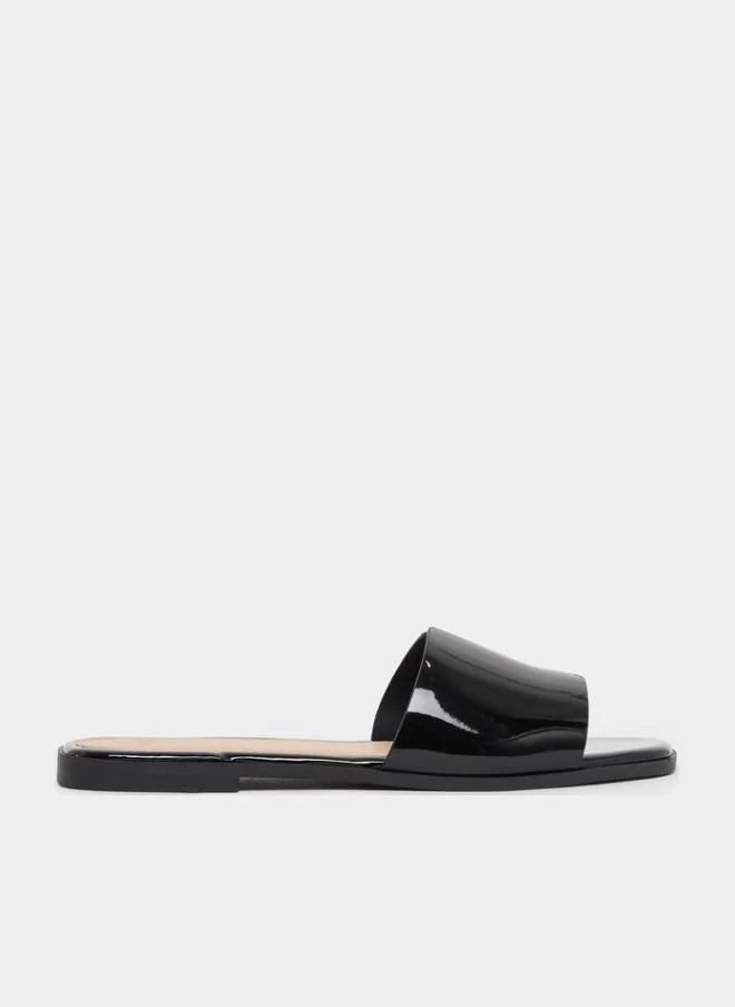 Styli Black Slip-On Flat Mules