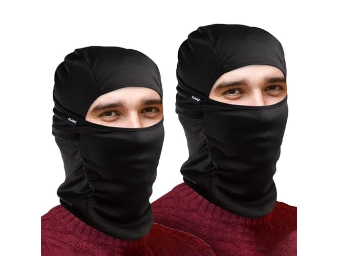 TEKCOOL Polyester Face Mask for Bikers in Riding Uv Protected Full Face Mask Balaclava for Men Black Mask for Bike Riding & Cycling, Full Face Helmet Mask for Men (Black (Pack of 2)) - Image 1