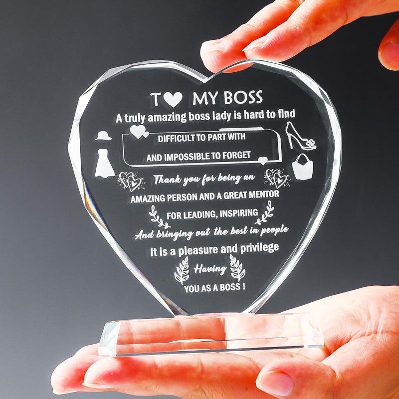 YWHL هدايا ليدي ليدي بوس للنساء هدايا بوس هارت كريستال للنساء في يوم عيد ميلاد عيد الميلاد رئيس عيد ميلاد أنثى التقدير هدايا التقاعد أفضل وداع شكرا لك على المشرف على القادة - Image 5