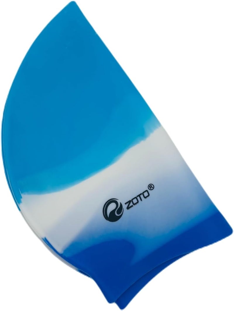 ZOTO Silicone Swim Cap with Multi-Tone Blue Gradient Design - Image 5