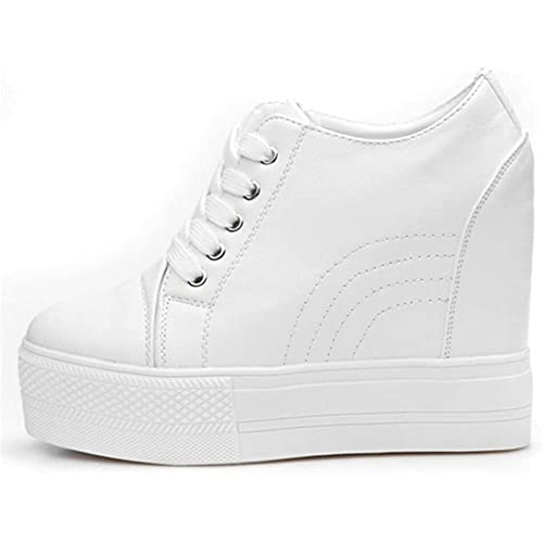 ACE SHOCK Women Wedges Sneakers with Hidden Heel Ankle High Platform Walking Shoes Fashion Bride Wedding Shoes (6, White, Numeric_6) - Image 4