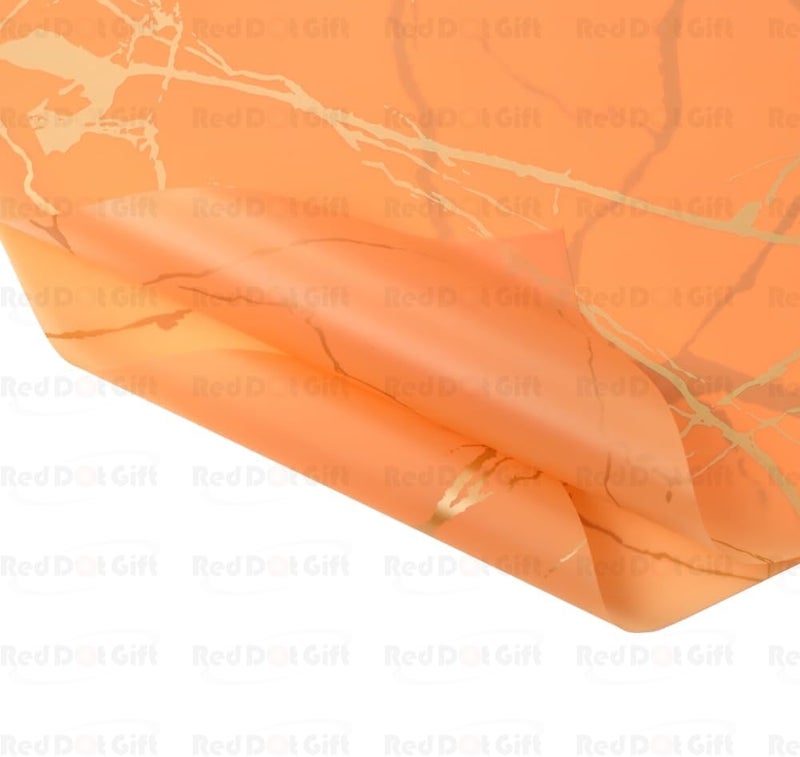 Red Dot Gift Pack of 20 Sheets Waterproof Floral Wrapping Paper - Marble Orange, 57x57cm - Image 5