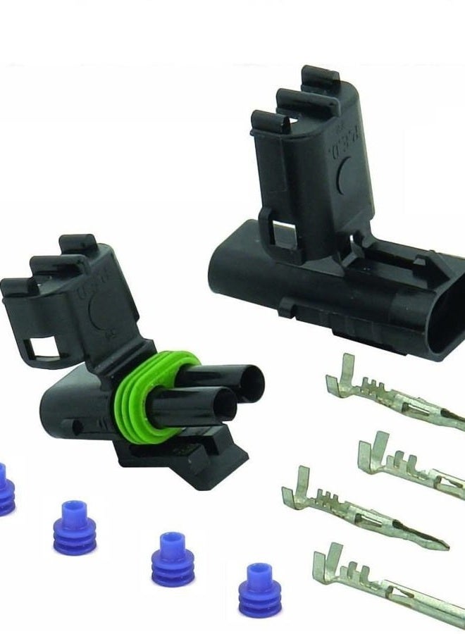 Muzzys 12-14 AWG Guage 2 Pin Position Terminal Weather Pack WeatherPack Connector Male Female Set Weather Proof - Image 1