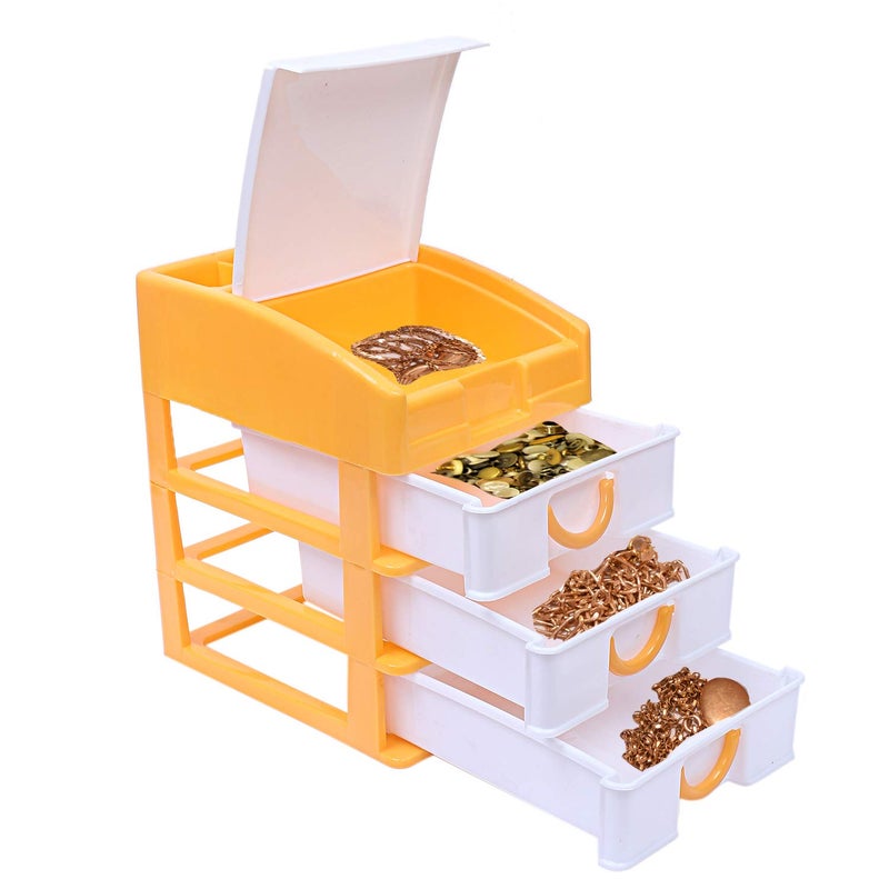 Kuber Industries Kuber Industries Plastic Four Layer Drawer Storage Cabinet Box Yellow StandardCTKTC13138  - Image 3