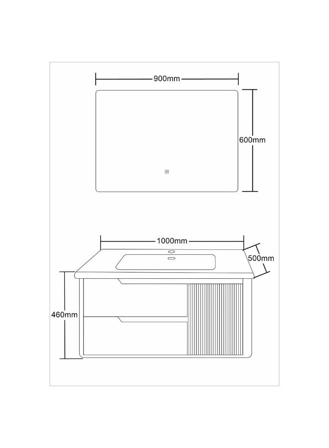 DANUBE HOME Milano Lane Vanity With Mirror & Cabinet (2Pcs/Set) (100X50X46) Cm - Beige Finish| Single Basin Wooden/Pvc Sink Cabinet Compact Storage Cabinet For Modern Bathroom  - Image 3
