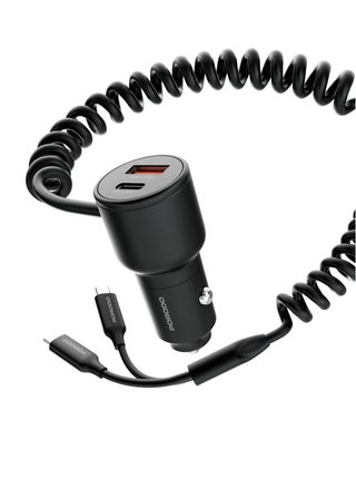 Dual Port Type-C Car Charger with Type-C to Type-C Cable 30W - Black