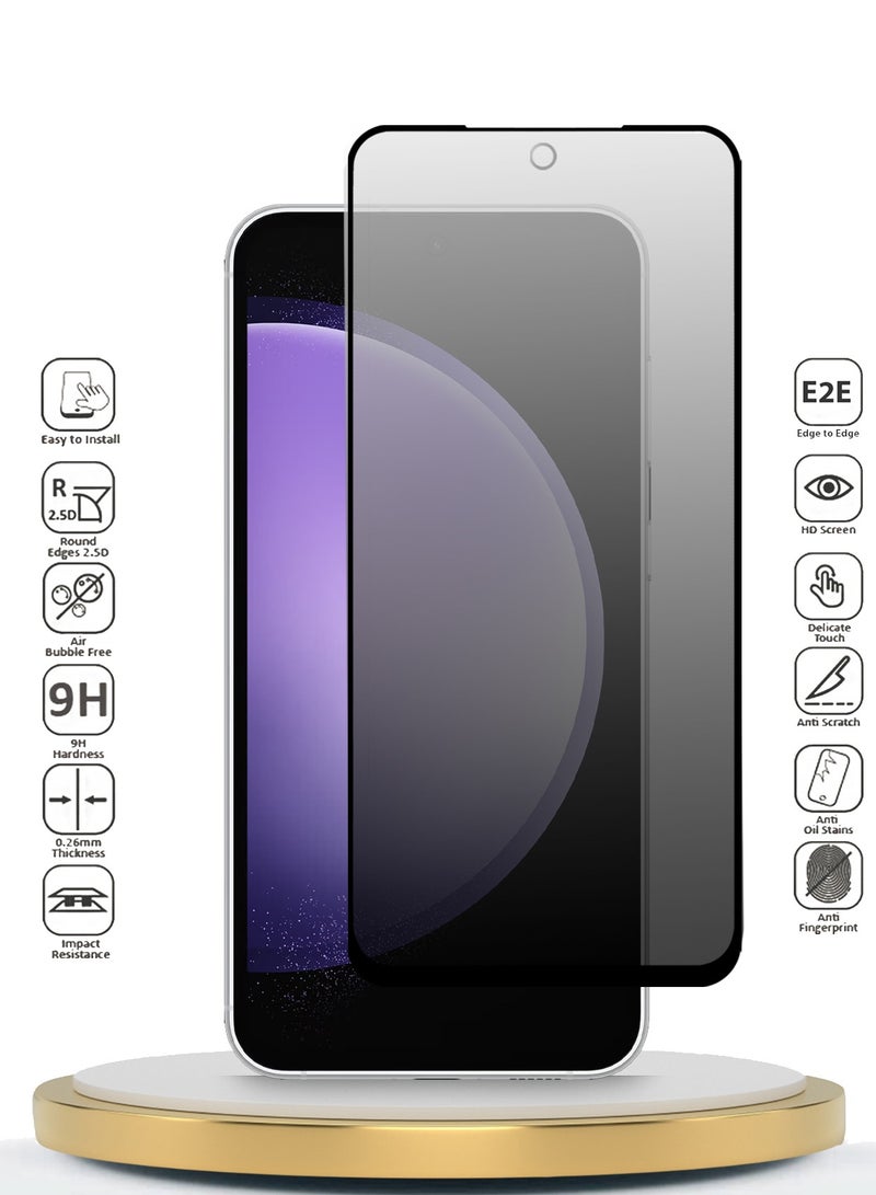 Wtech Samsung Galaxy S23 FE 5G 2023 Premium E2E Privacy Full Glue Full Cover Tempered Glass Screen Protector (MSGECP) - Clear/Black - Image 2