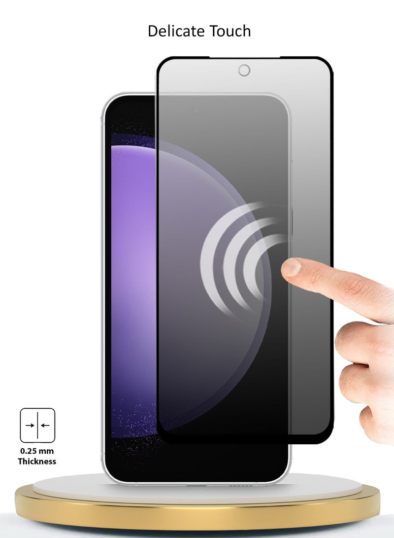 Wtech Samsung Galaxy S23 FE 5G 2023 Premium E2E Privacy Full Glue Full Cover Tempered Glass Screen Protector (MSGECP) - Clear/Black - Image 4