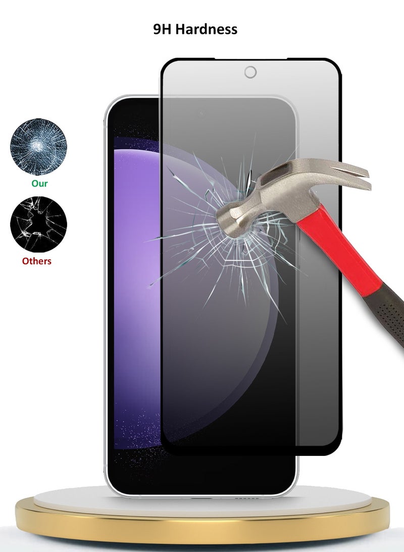 Wtech Samsung Galaxy S23 FE 5G 2023 Premium E2E Privacy Full Glue Full Cover Tempered Glass Screen Protector (MSGECP) - Clear/Black - Image 3