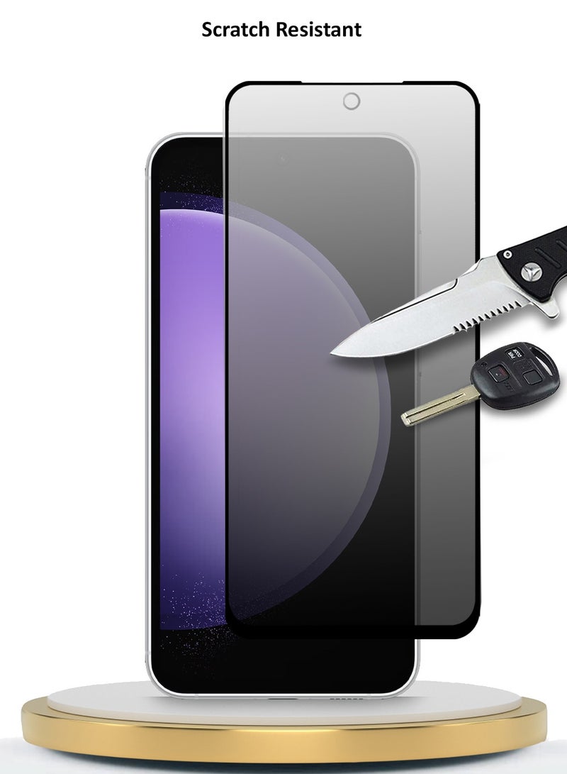 Wtech Samsung Galaxy S23 FE 5G 2023 Premium E2E Privacy Full Glue Full Cover Tempered Glass Screen Protector (MSGECP) - Clear/Black - Image 5