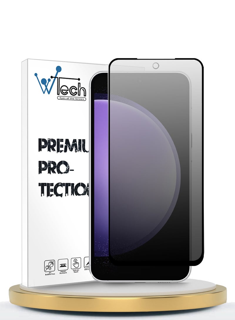 Wtech Samsung Galaxy S23 FE 5G 2023 Premium E2E Privacy Full Glue Full Cover Tempered Glass Screen Protector (MSGECP) - Clear/Black - Image 1