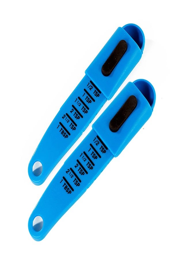 Nicedony 2 PCS Adjustable Measuring Spoon Set,Adjustable from 1/2 Teaspoon to 1， Measuring Dry/Liquid Ingredients,Metering Spoon for Baking,Cooking,Powder (blue) - Image 1