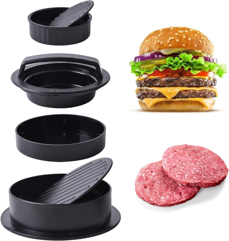 Sevia Burger Meat Press 3 in 1 Burger Press with Parchment Paper Multifunctional Grill Press Burger Meat Mold DishwasherSafe and NonStick Patty Maker Black - Image 1