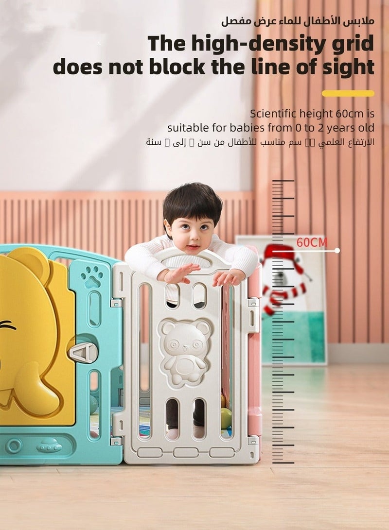 MIXDE Baby Playpen, Foldable Babies Playards for Toddlers with Gate and Game Board, Safety Infant Activity Center, Sturdy Play Area, Macaron Colors and Patterns, Perfect Child's Gift,16 Panel - Image 3