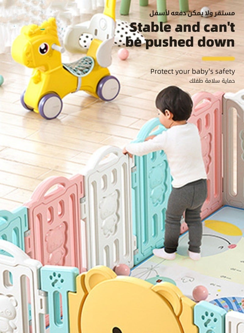 MIXDE Baby Playpen, Foldable Babies Playards for Toddlers with Gate and Game Board, Safety Infant Activity Center, Sturdy Play Area, Macaron Colors and Patterns, Perfect Child's Gift,16 Panel - Image 5