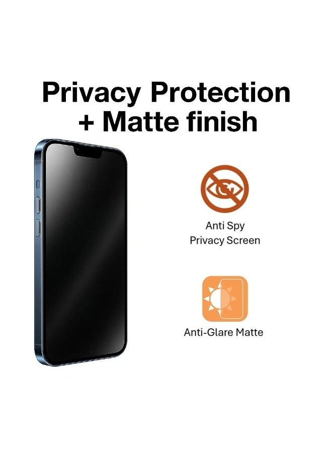 iPhone 17 Pro Privacy Screen Protector, HD Tempered Glass Film for iPhone 17 Pro Anti Spy, No Bubbles Anti-Scratch, 9H+ Hardness, Military Grade Shatterproof, 1-Second Auto-Install - Image 2