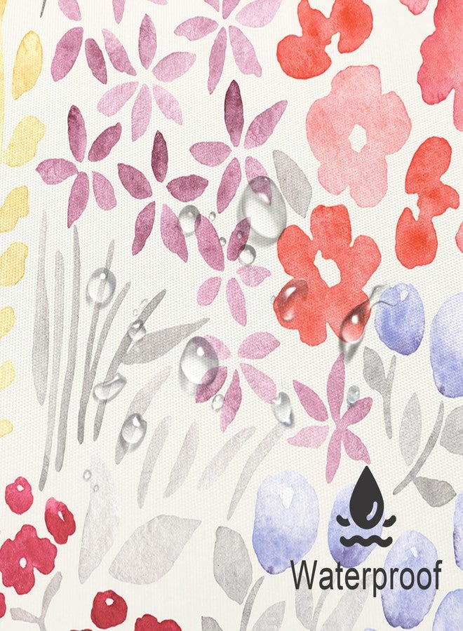 Litabel Cute Colorful Floral Shower Curtain, Boho Blush Pink Flower Shower Curtains for Girls Bathroom Decor, Wildflower Trendy Botanical Waterproof Kids Shower Curtain Set with Hooks 72x72 Inch - Image 4