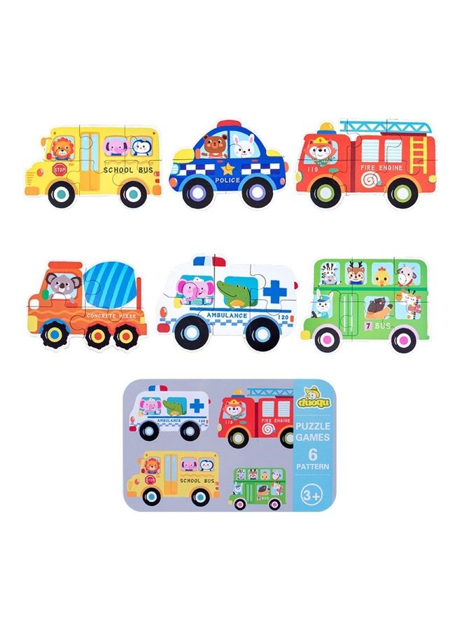 6-Piece Wooden Cartoon Jigsaw Puzzle Set