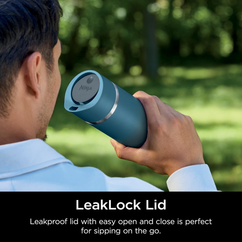 Ninja  Travel Mug  Sip Perfect 16oz  Brings Hot Drinks to Sippable Temperature in Minutes  Stainless Steel  Leak Proof  Dishwasher Safe  Metal  Insulated Tumbler  Ocean Blue  DW1603OB - Image 4