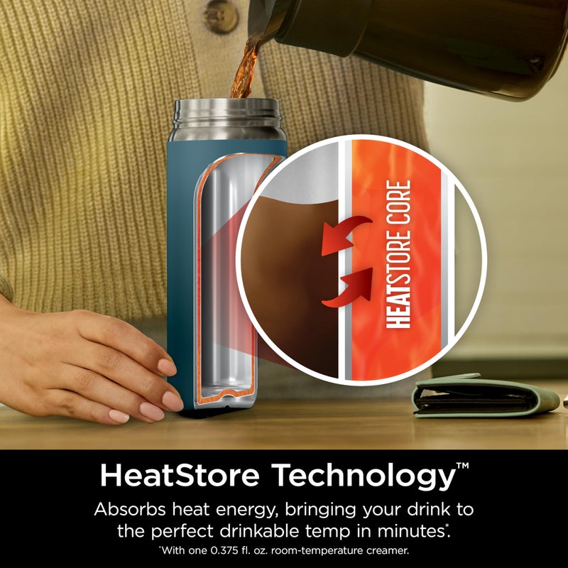 Ninja  Travel Mug  Sip Perfect 16oz  Brings Hot Drinks to Sippable Temperature in Minutes  Stainless Steel  Leak Proof  Dishwasher Safe  Metal  Insulated Tumbler  Ocean Blue  DW1603OB - Image 3