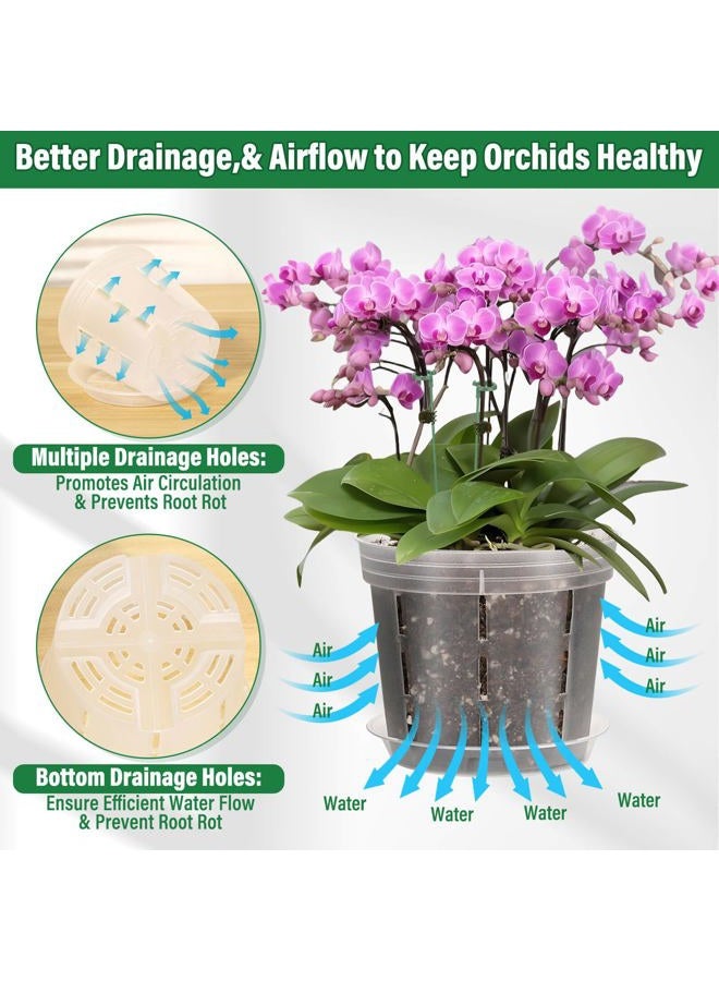 Tetutor 12 Pack Plastic Orchid Pots with Holes, 4, 5, 6 Inch Clear Orchid Pots for Repotting with Saucers Drainage and Plant Stakes, Large Small Breathable Orchids Planter Plant Pot - Image 4