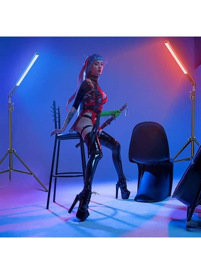 LUXCEO 2 Pack RGB LED Video Light Wand Stick, LUXCEO Photography Studio Lighting Kits with 29" to 81" Tripod & Remote Control, Dimmable Photography Light Wand 36 Colors 3000K-6000K - Image 3