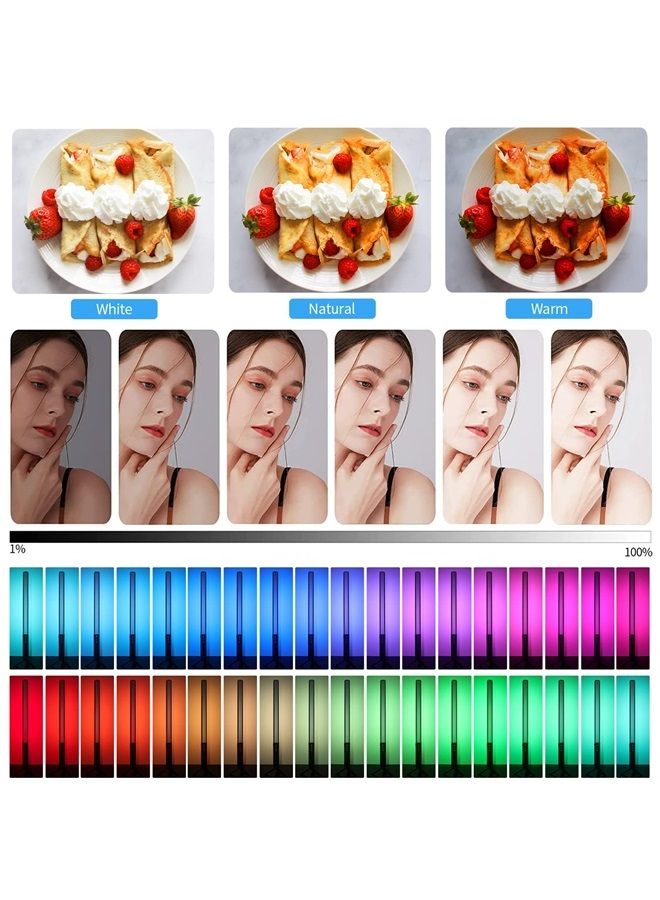 LUXCEO 2 Pack RGB LED Video Light Wand Stick, LUXCEO Photography Studio Lighting Kits with 29" to 81" Tripod & Remote Control, Dimmable Photography Light Wand 36 Colors 3000K-6000K - Image 2
